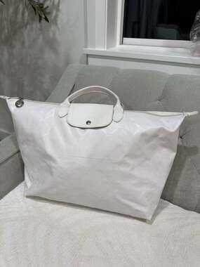 Longchamp LM Metal White Monogram Large Travel Tote Bag
